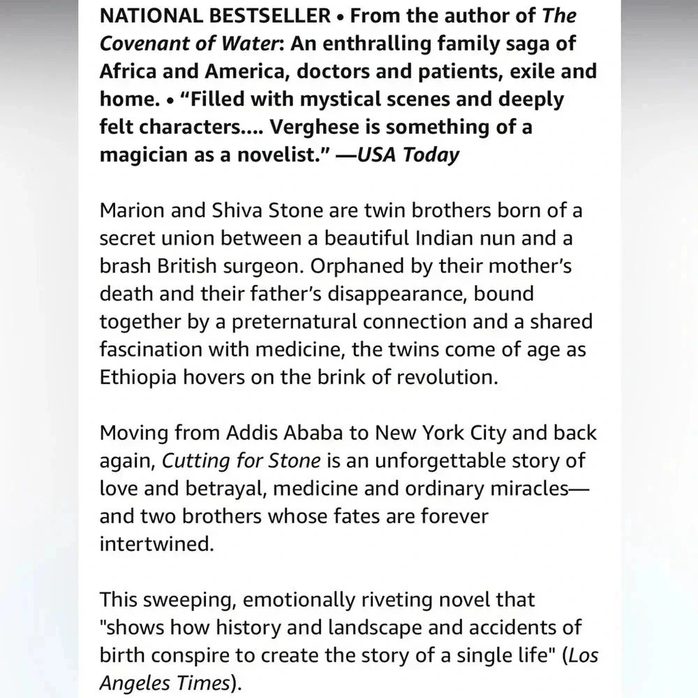 GUC paperback novel Cutting for Stone. - Picture 6 of 7